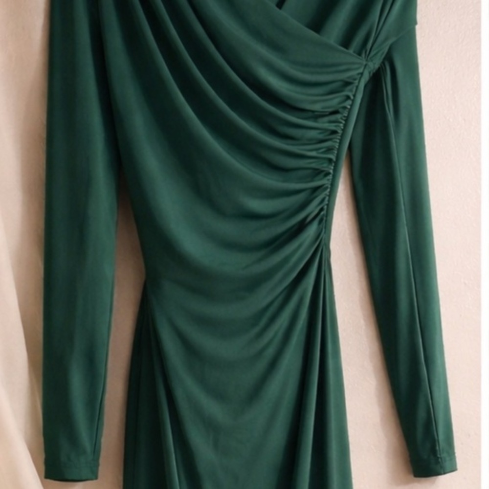 Divided Forest Green Long Sleeve Draped Maxi Dress